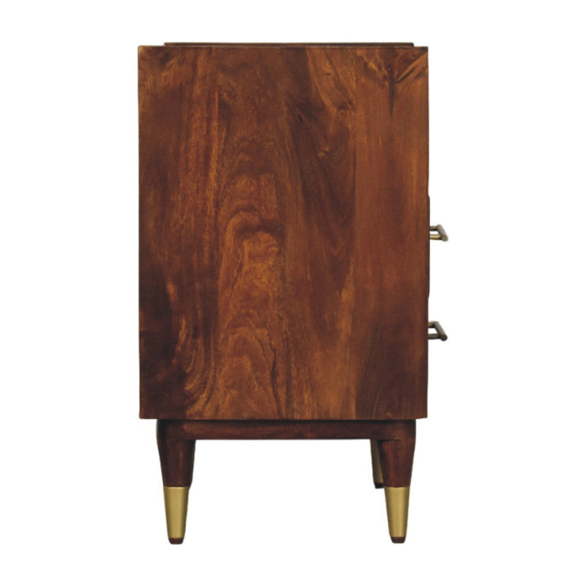 Solid Wood Nightstand with Chestnut Finish - Camden Mango Bedside Table