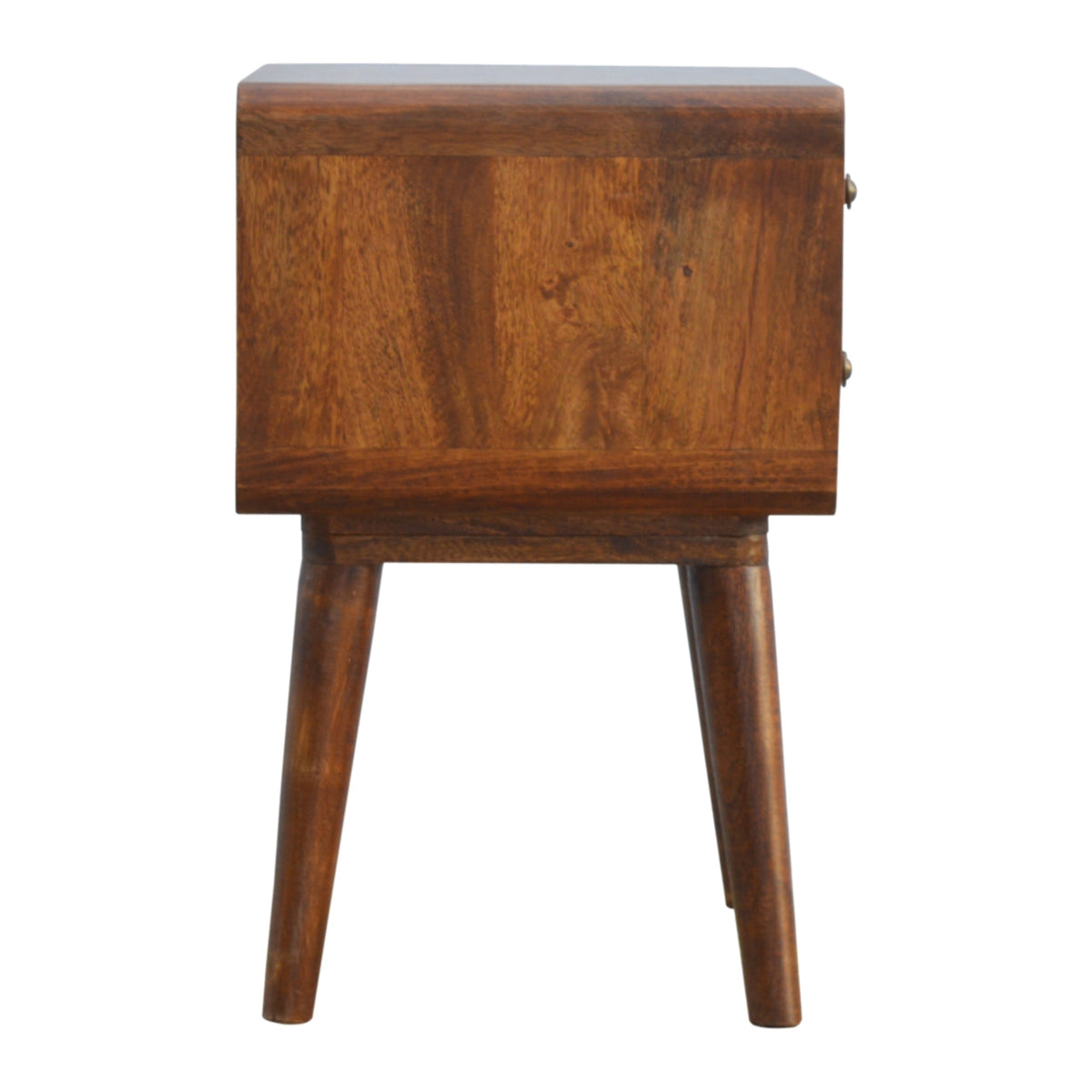 Solid Wood Curved Nightstand with 2 Drawers - Chestnut