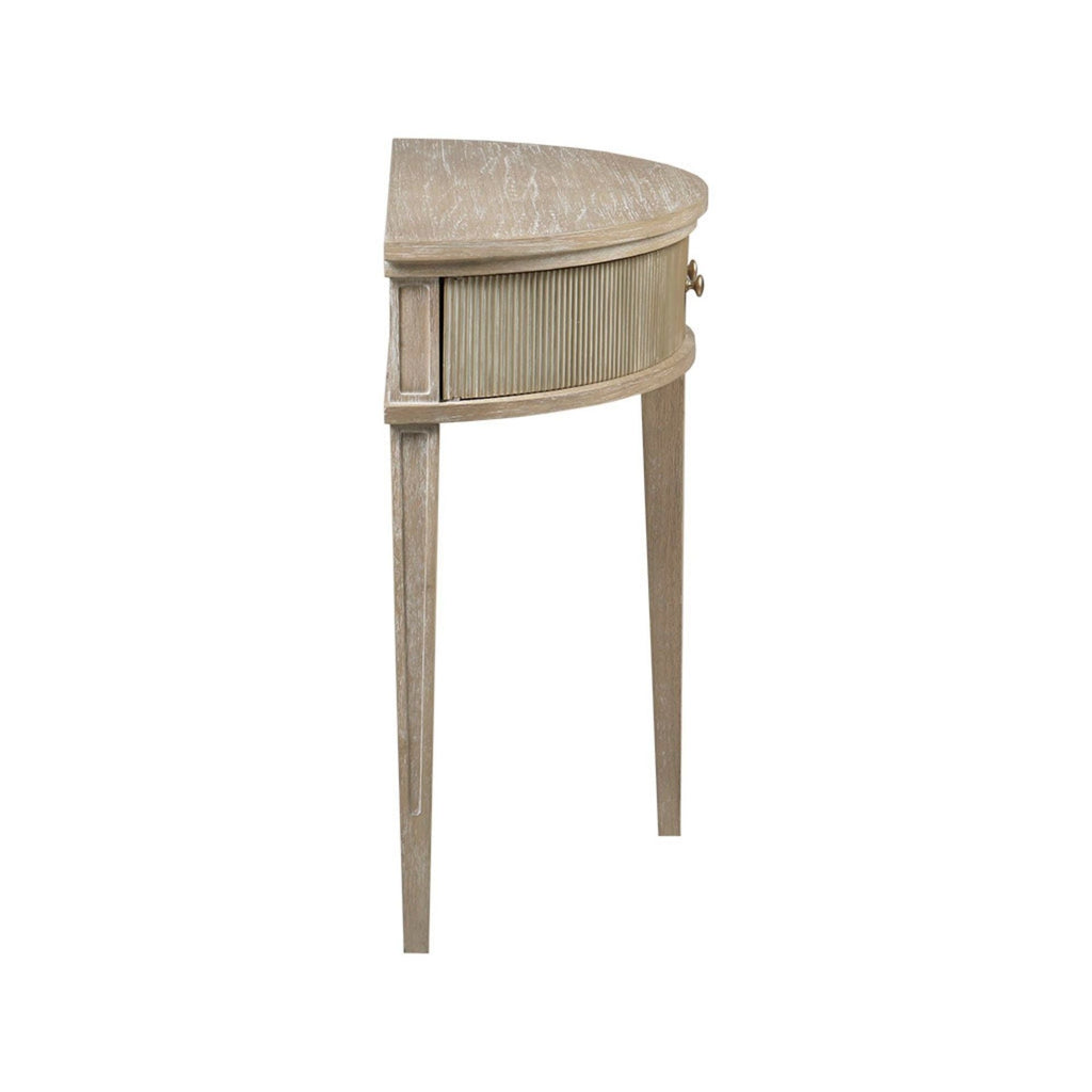 Vintage Inspired Storage Console Table with Fluted Doors - Light Brown