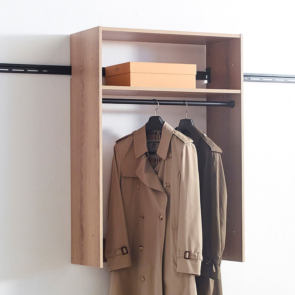 Wall Mounted Wood Closet System with Modular Units – White or Light Brown