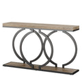 Narrow Long Console Table with Geometric Frame - Gray
