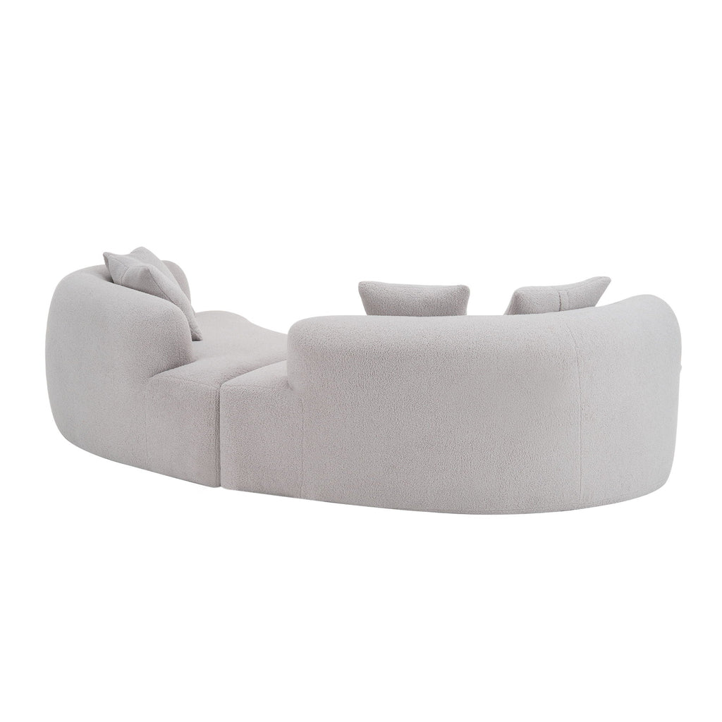 Curved 4 Seater Full Compression Sponge Sofa with Soft Upholstery - White or Gray
