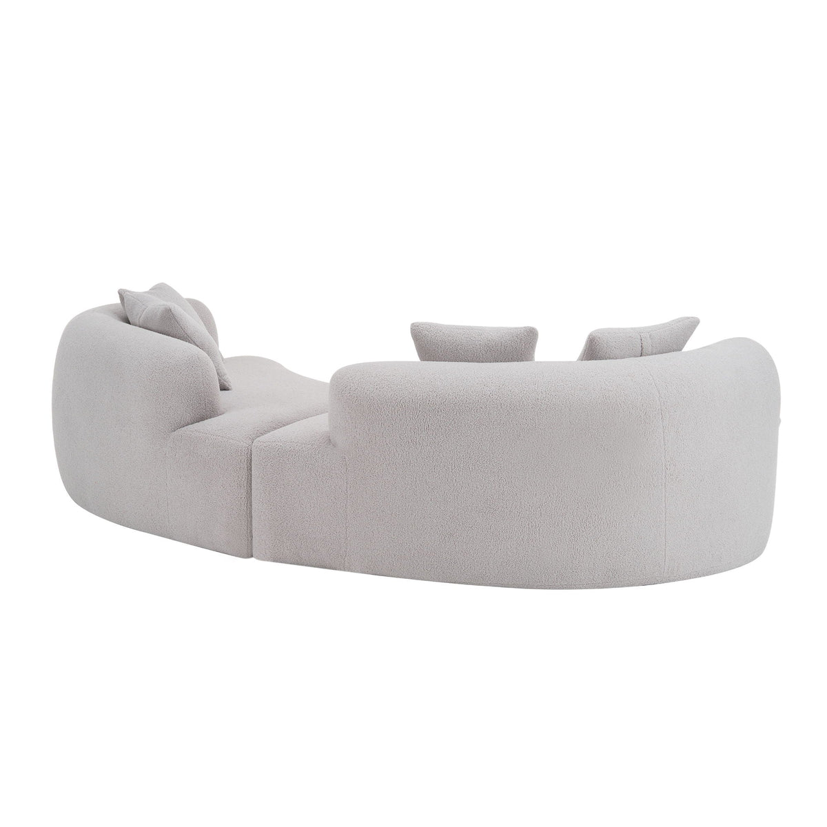 Curved 4 Seater Full Compression Sponge Sofa with Soft Upholstery - White or Gray