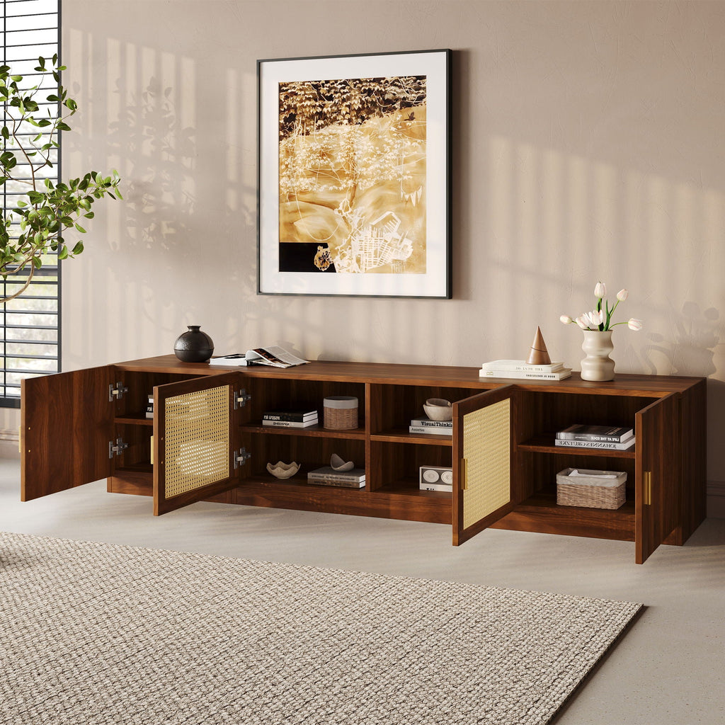 TV Stand, Media Console With Adjustable Shelves - Walnut