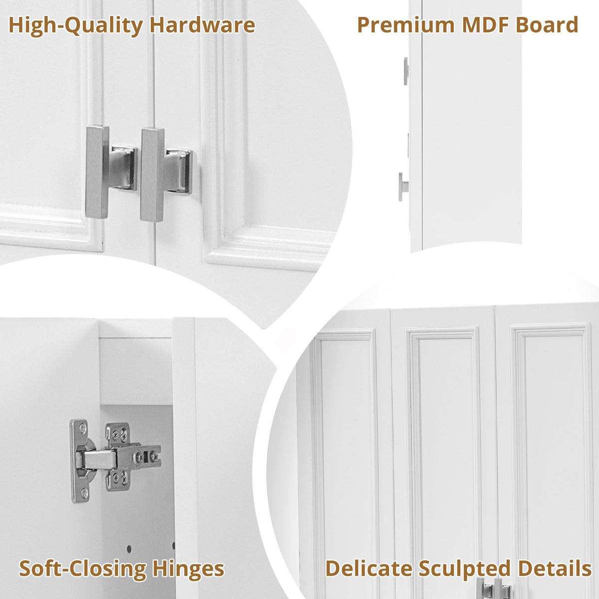 Wall Mounted Bathroom Cabinet With 5 Adjustable Shelves and Soft-Closing Hinges - Gray or Black