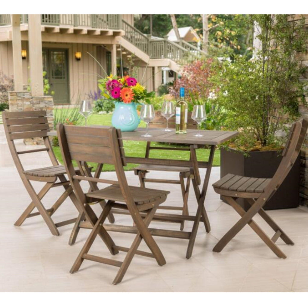 Positano Foldable Dining Set with Foldable Design - White or Dark Brown