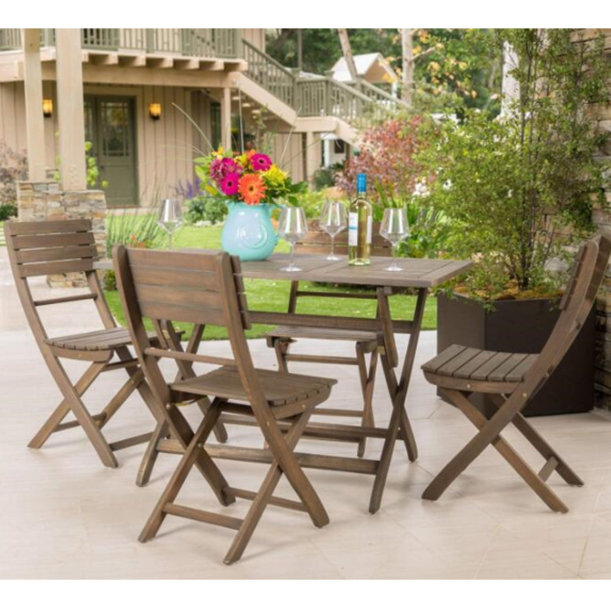 Positano Foldable Dining Set with Foldable Design - White or Dark Brown