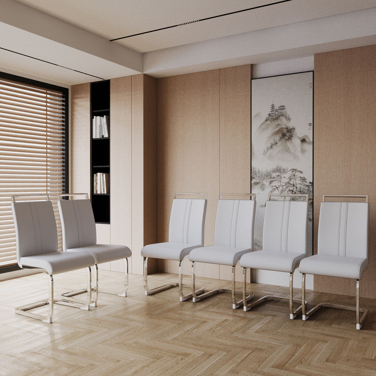 Modern Dining Chairs with Padded Seat and High Back - Black, White, or Dark Gray