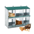 6 Room Metal Chicken Nesting Box with Galvanized Steel Construction - Green