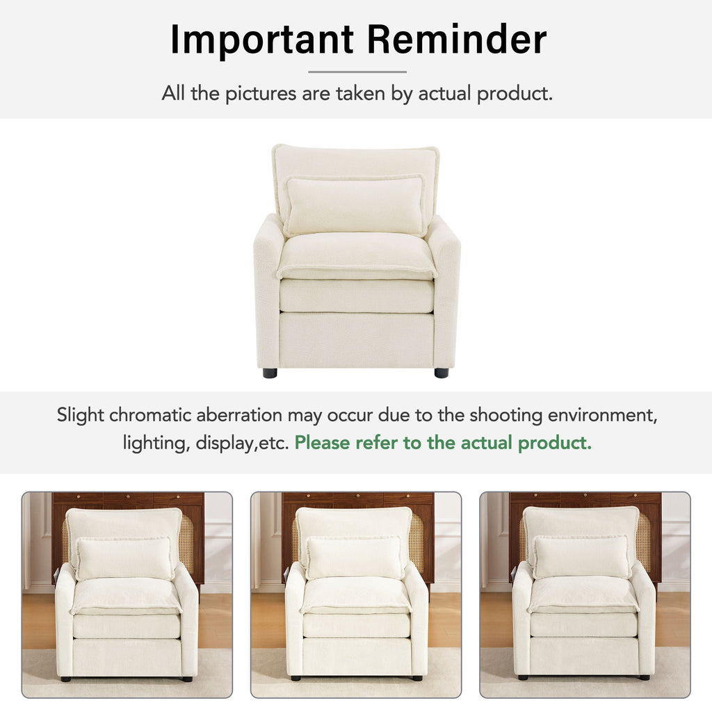 Modern Single Seat Accent Chair with Side Storage Pockets - Multiple Colors
