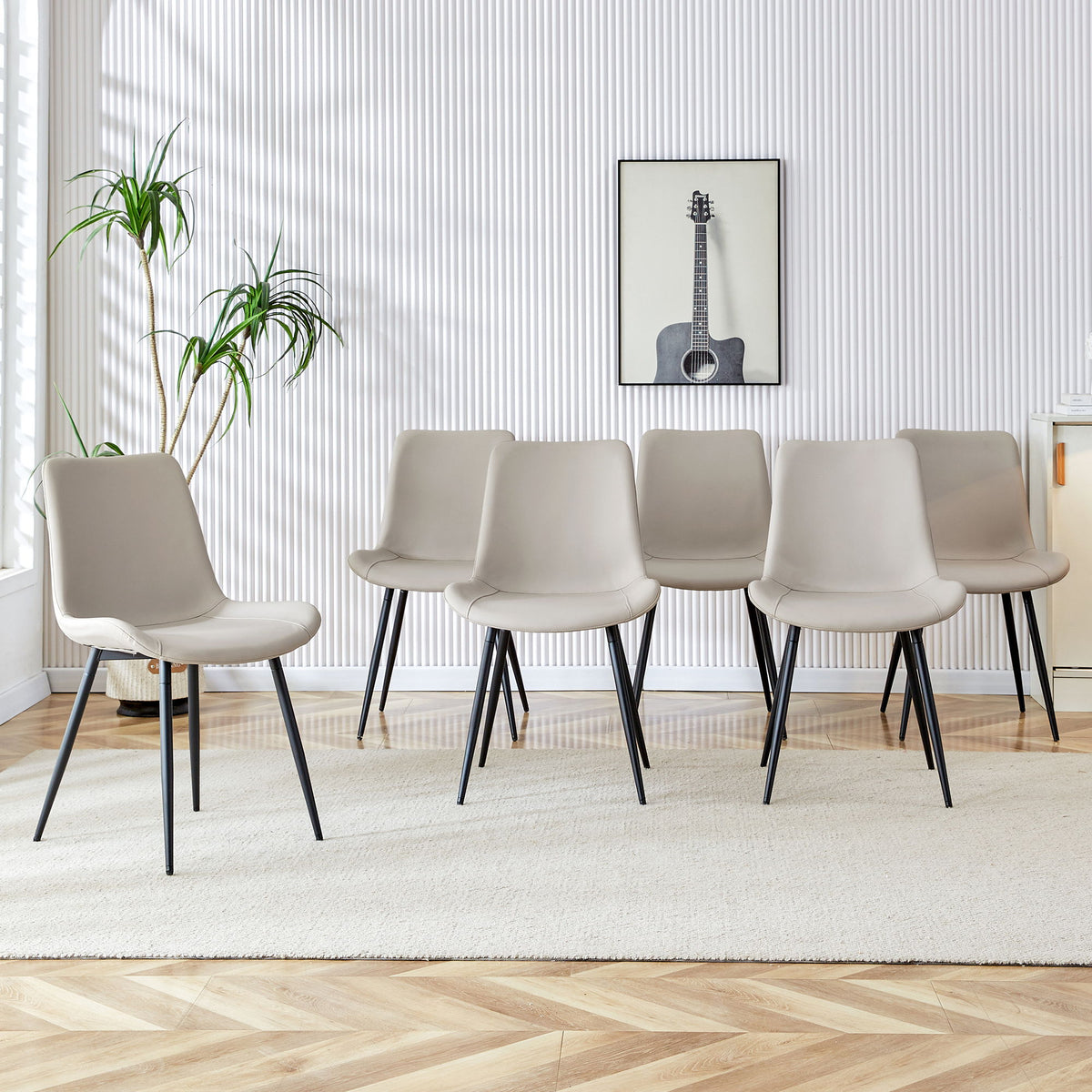 Modern Medieval Cushioned Chairs with Suede Backrest - Pearl Silver, White, or Gray