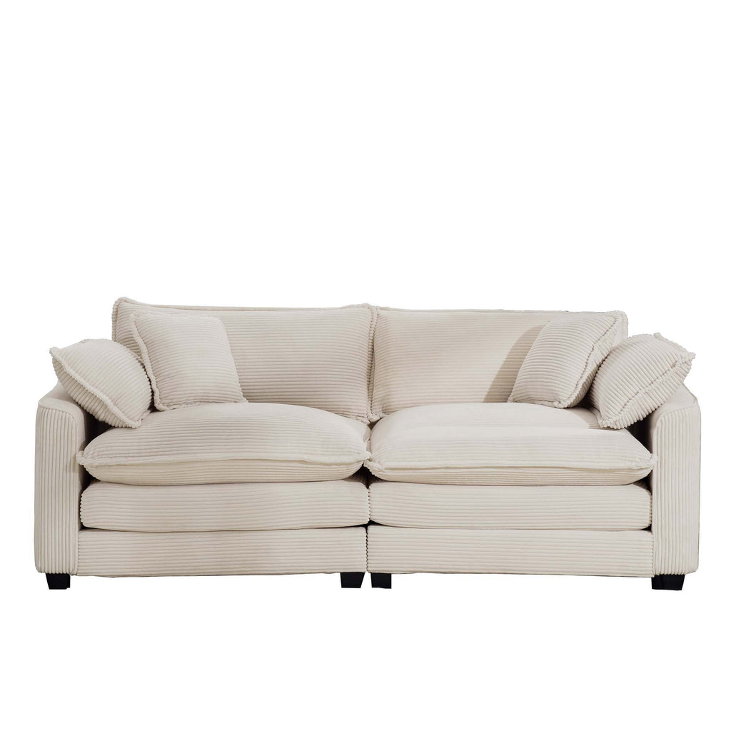 Modern Upholstered Deep Seating Loveseat with 4 Pillows - Multiple Colors