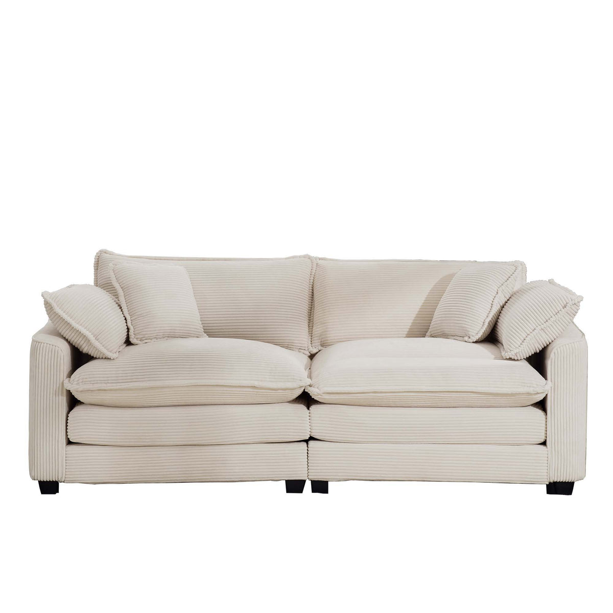 Modern Upholstered Deep Seating Loveseat with 4 Pillows - Multiple Colors