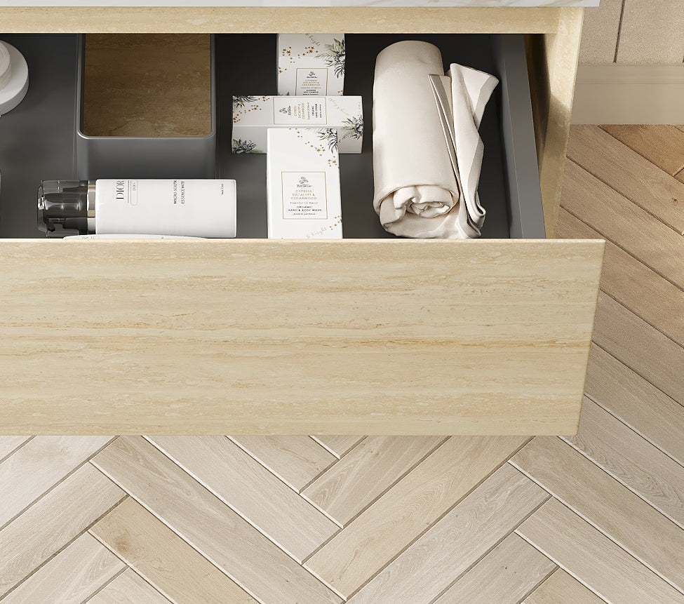 FRIGGA 30" Wall-Mounted Bathroom Cabinet with Drawer and LED Shelf - Oak