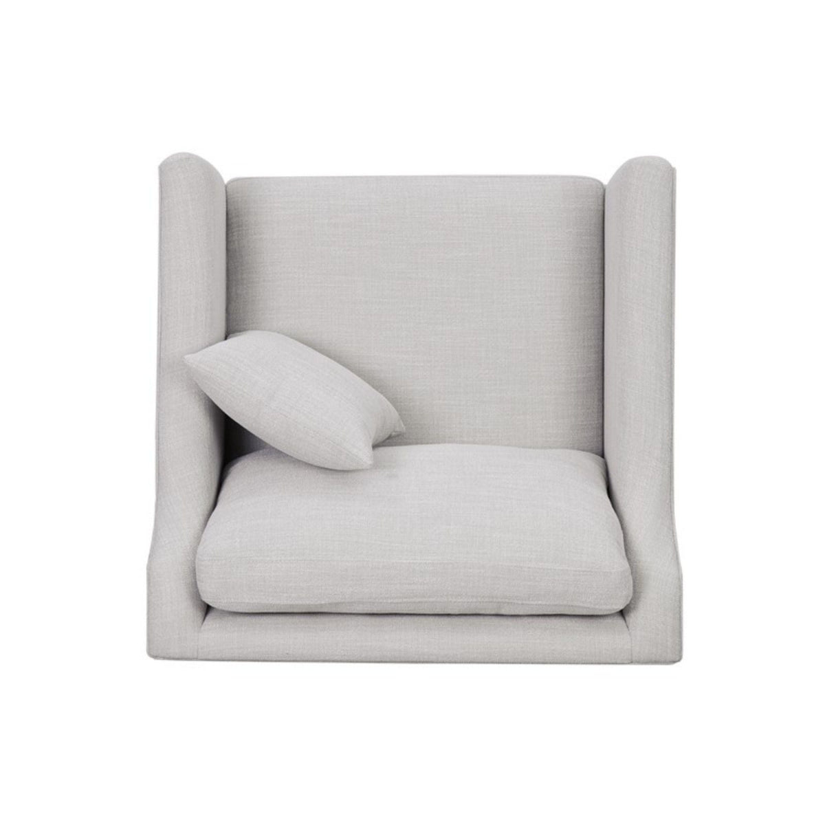 Beige Arm Chair with High Track Arms and Solid Wood Legs