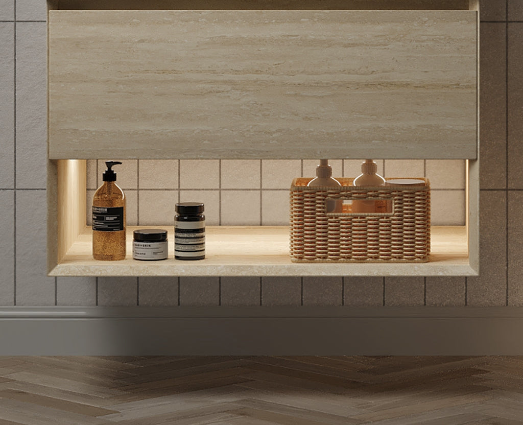 FRIGGA 30" Wall-Mounted Bathroom Cabinet with Drawer and LED Shelf - Oak