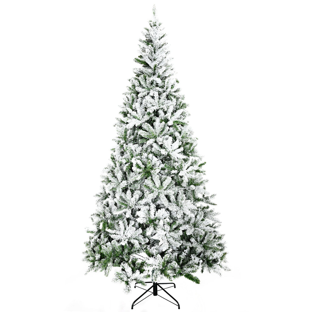 9' Tall Unlit Snow Flocked Pine Christmas Tree - Artificial Pine