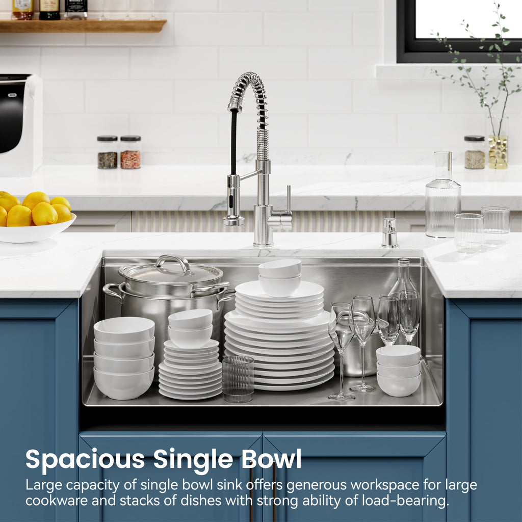 Stainless Steel Kitchen Sink with Single Bowl - Brushed Finish