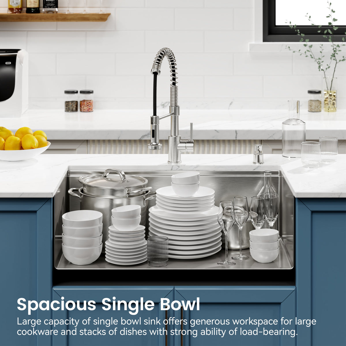 Stainless Steel Kitchen Sink with Single Bowl - Brushed Finish