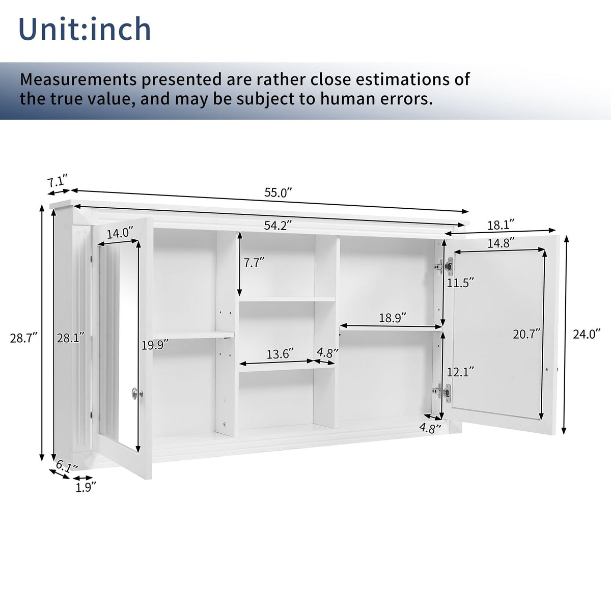 Modern Wall-Mount 2 In 1 Mirror Cabinet