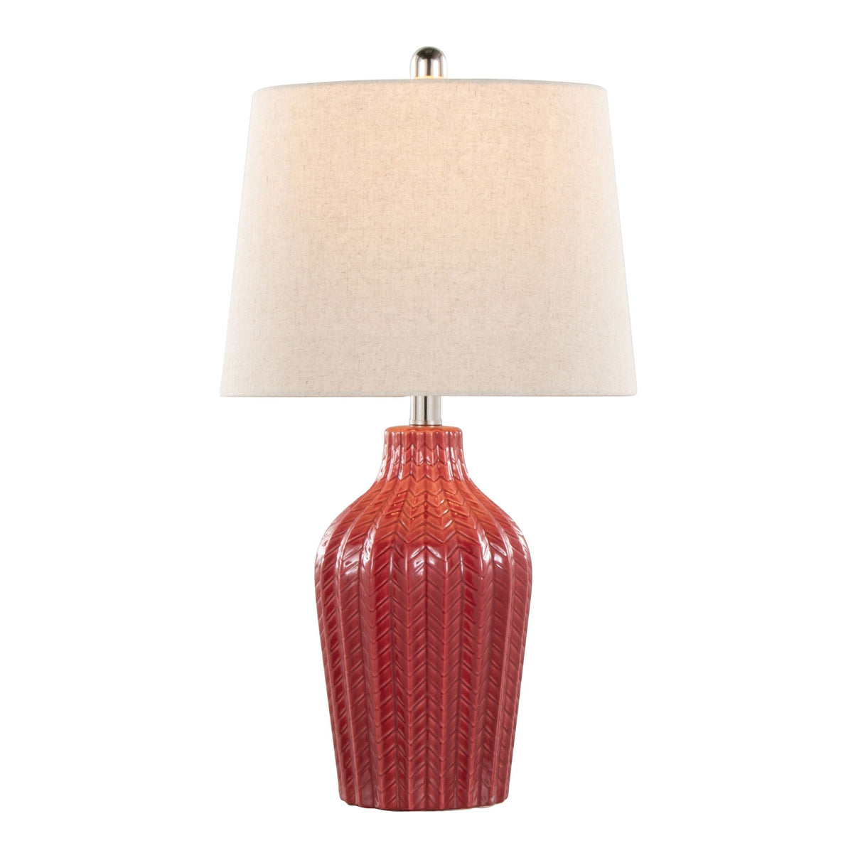 Contemporary Table Lamp Set of 2 with Chevron Pattern - Multiple Colors