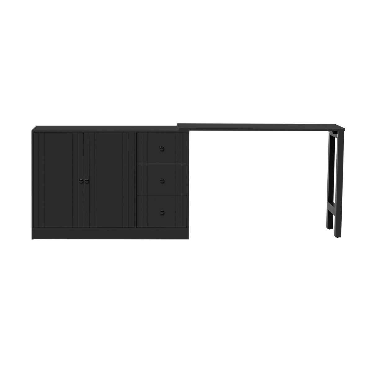 Wooden Sideboard with Extendable Table - Black, White, or Black+Natural