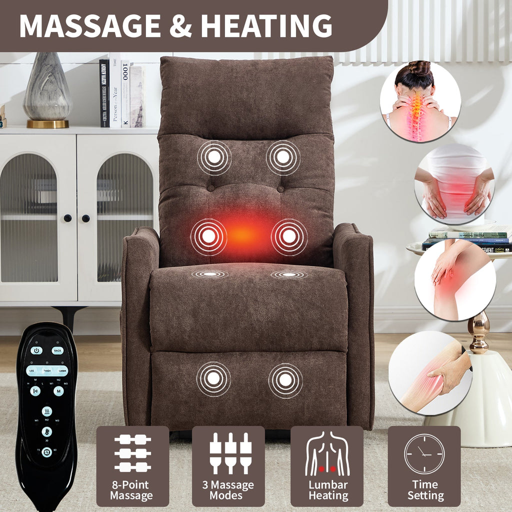 Brown Chenille Power Lift Recliner Chair