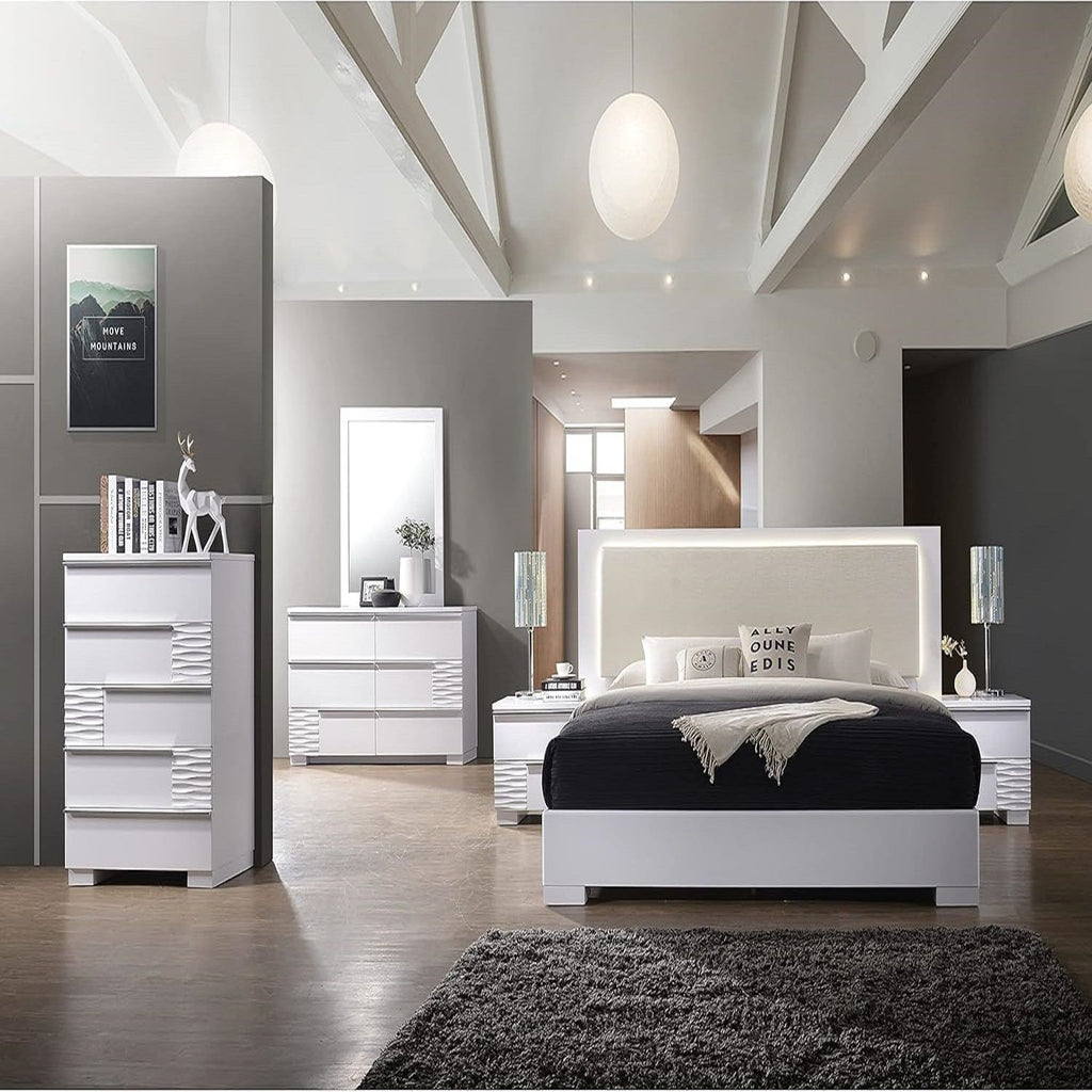 White 2 Drawer Nightstand with Lacquer Finish