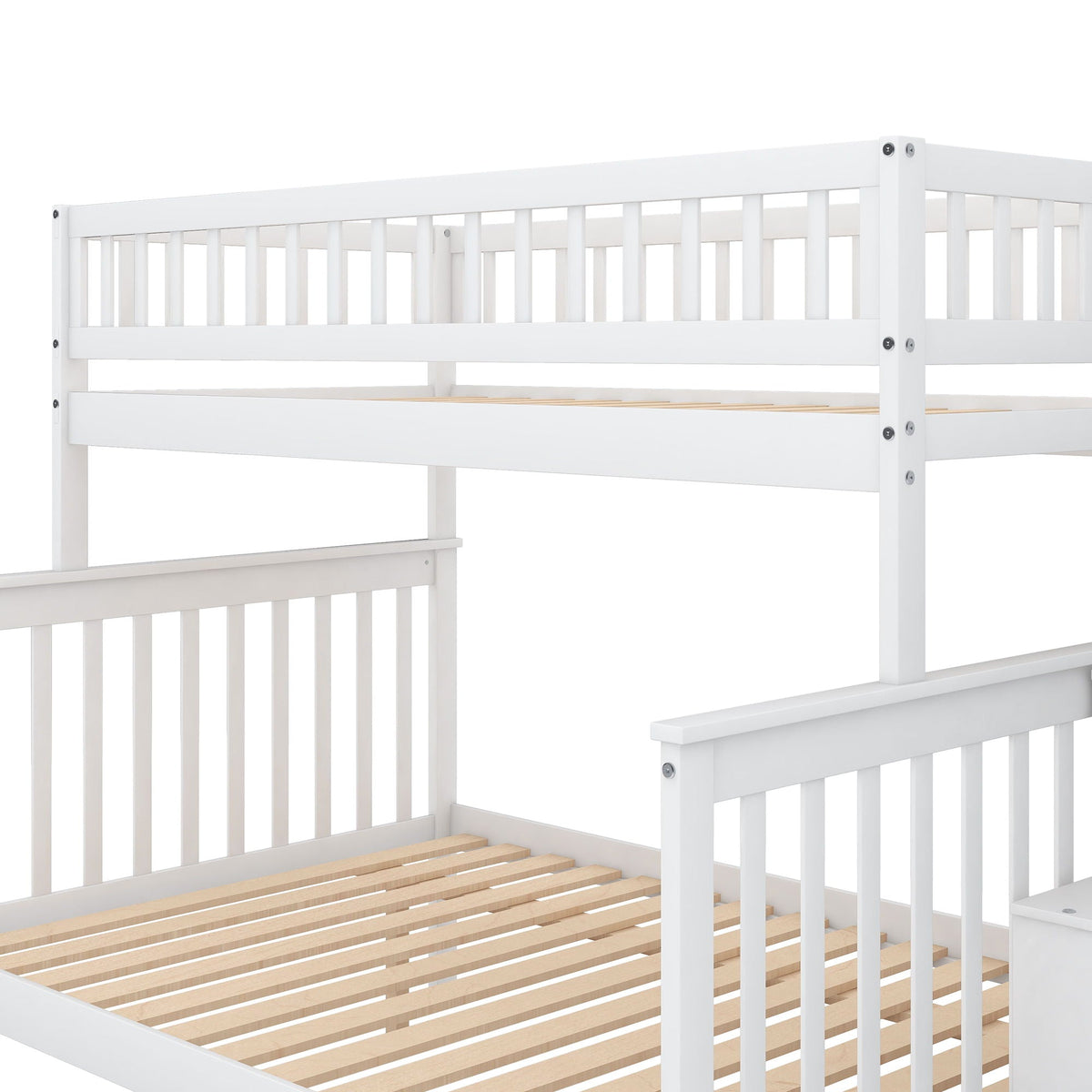 Bunk Bed with Staircase and Storage Options - Dark Gray or White