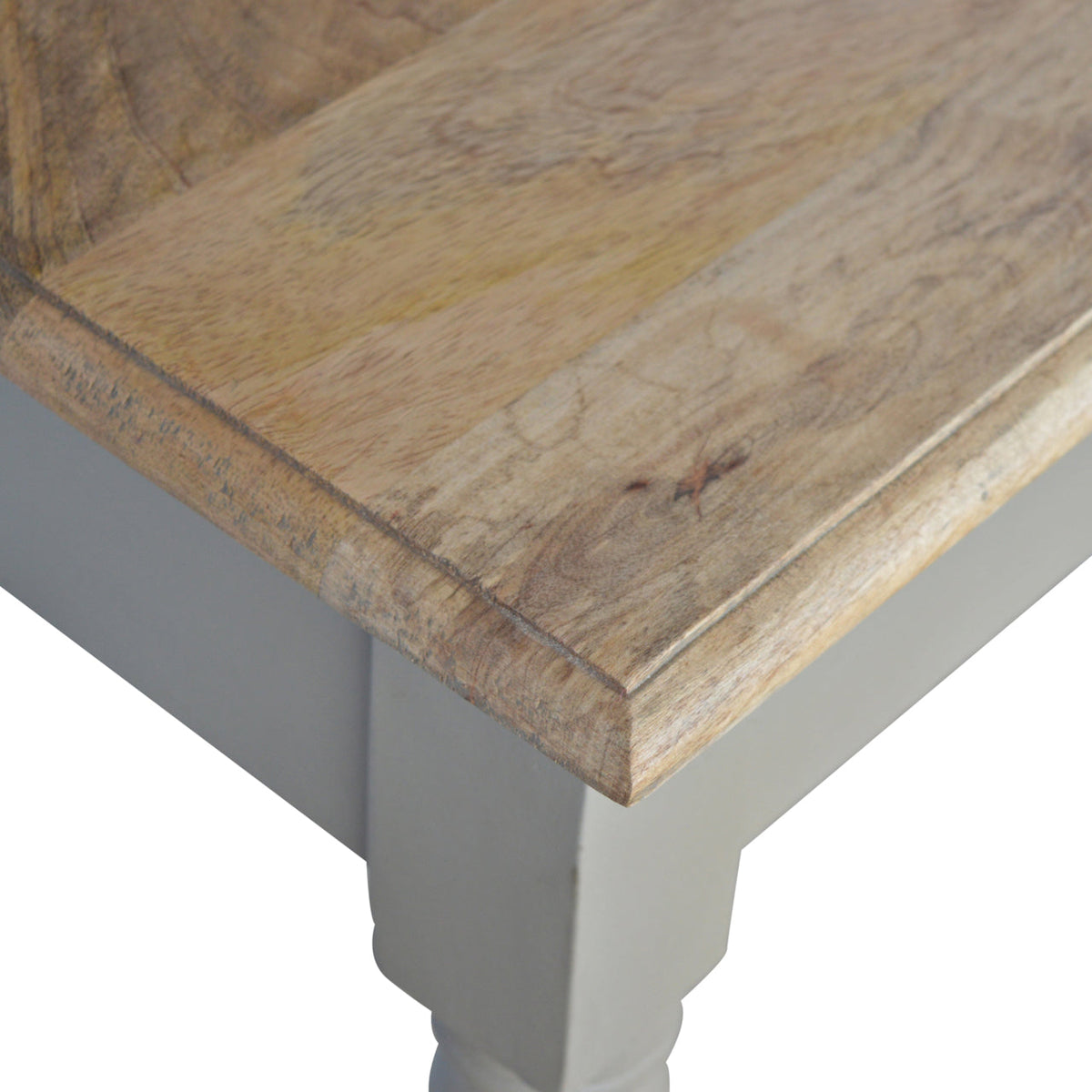 Solid Wood Hand Painted Writing Desk with 1 Drawer - French Grey & Oak