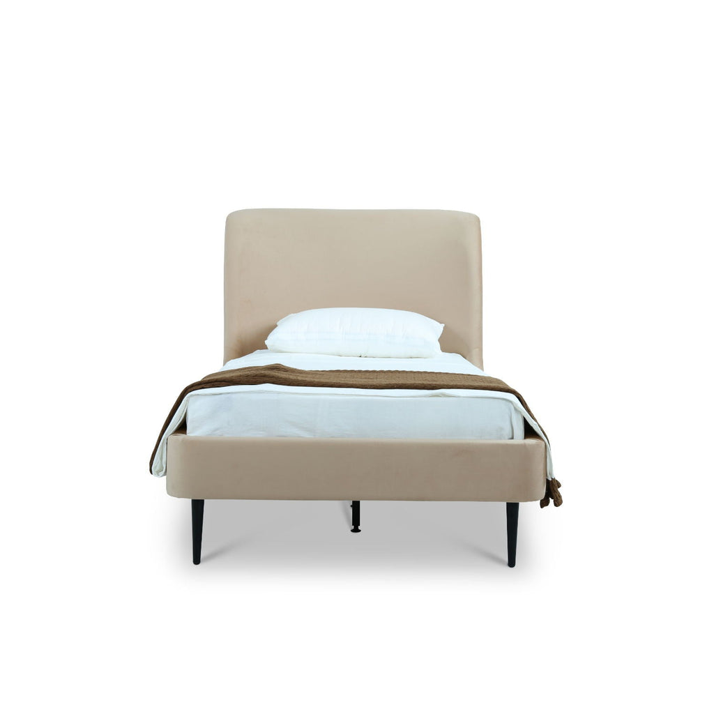 Heather Upholstered Bed with Curved Headboard - Multiple Colors
