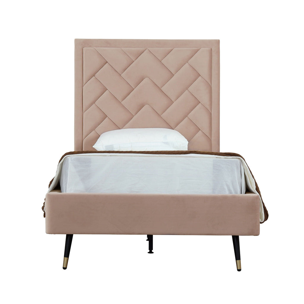 Upholstered Bed with Headboard and Slats - Multiple Colors