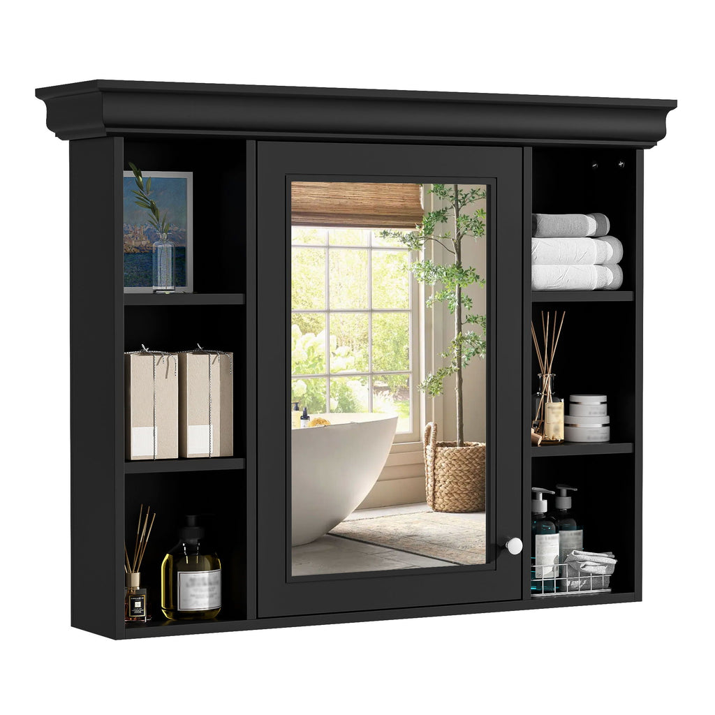 Wall Mounted Bathroom Storage Cabinet with Mirror Door - 35.5" Wide