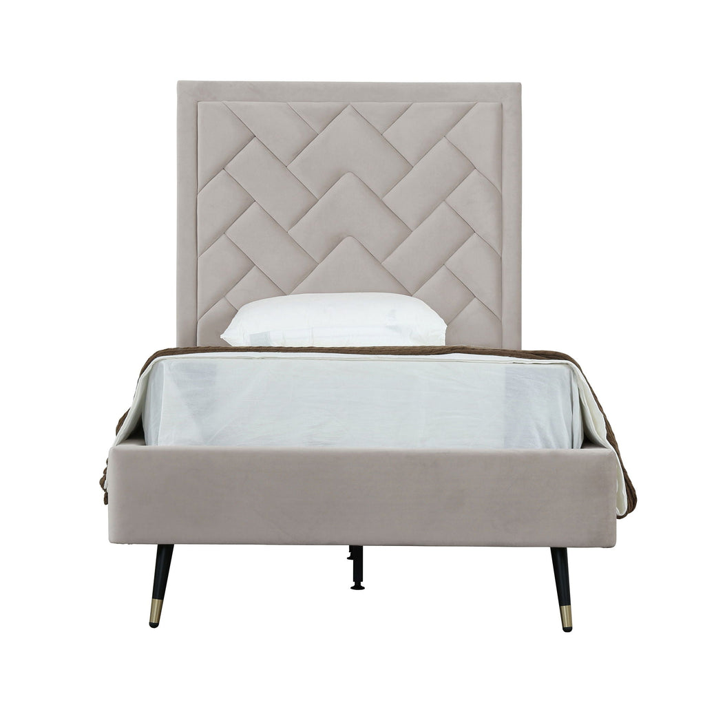 Upholstered Bed with Headboard and Slats - Multiple Colors