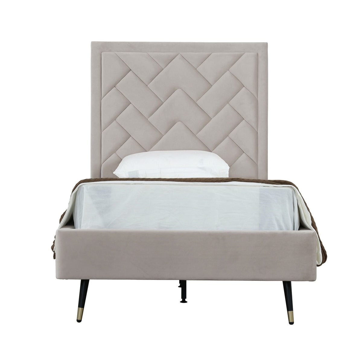 Upholstered Bed with Headboard and Slats - Multiple Colors