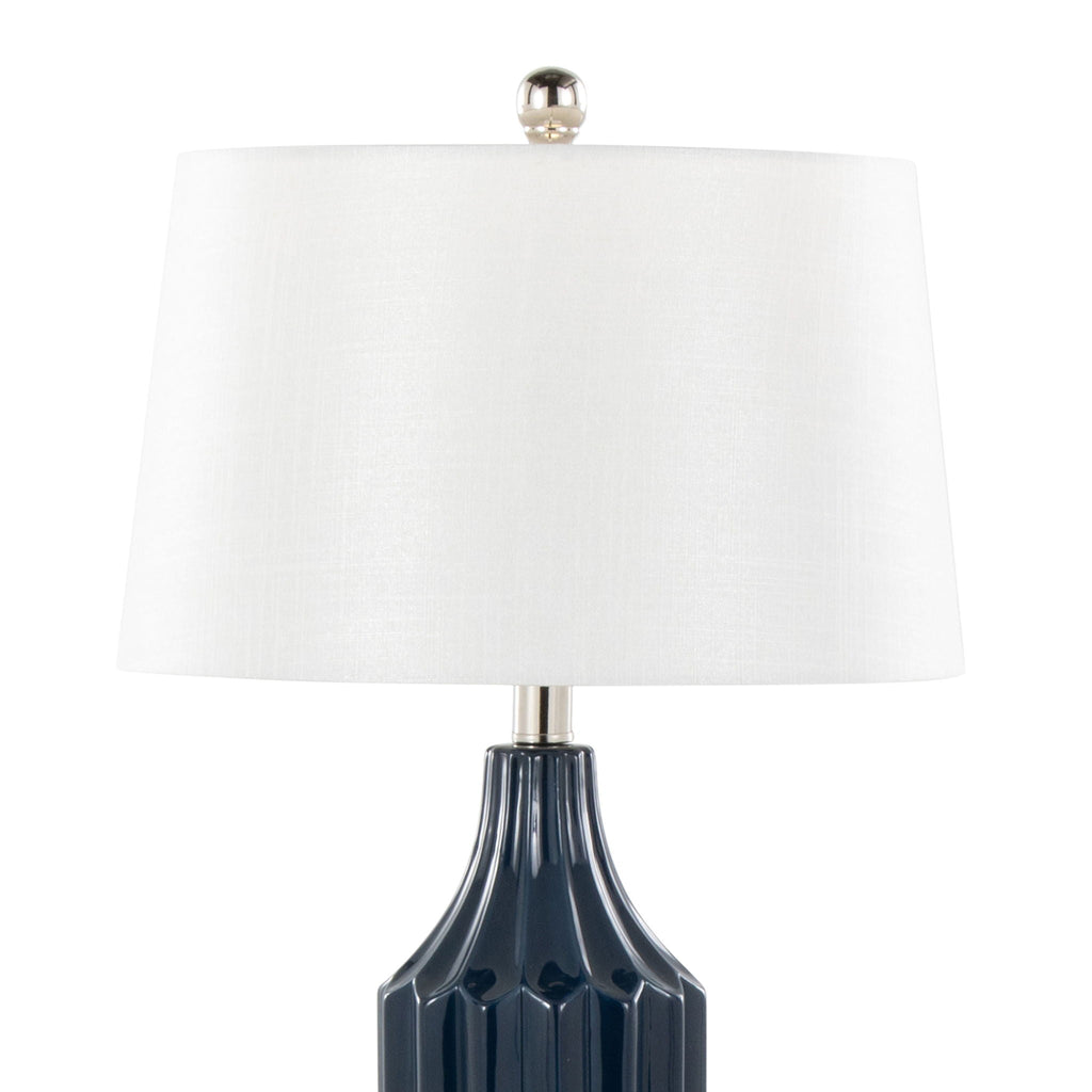 Contemporary Table Lamp with Ceramic Base - Blue
