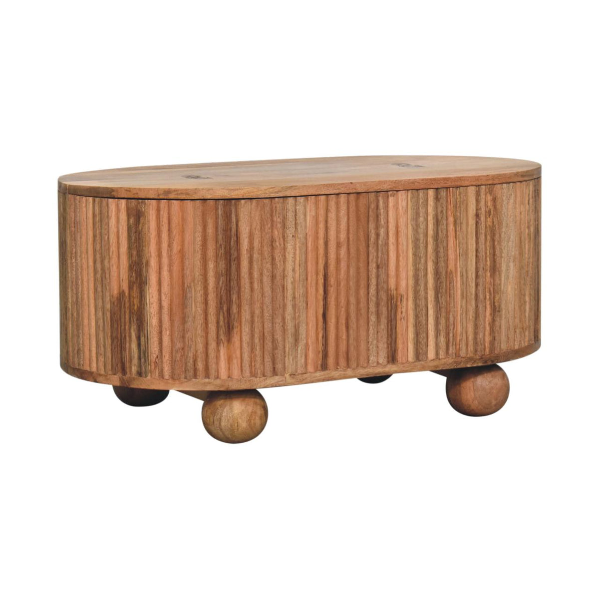Solid Wood Soba Ball Lid-Up Coffee Table with Discreet Storage - Natural Oak-ish