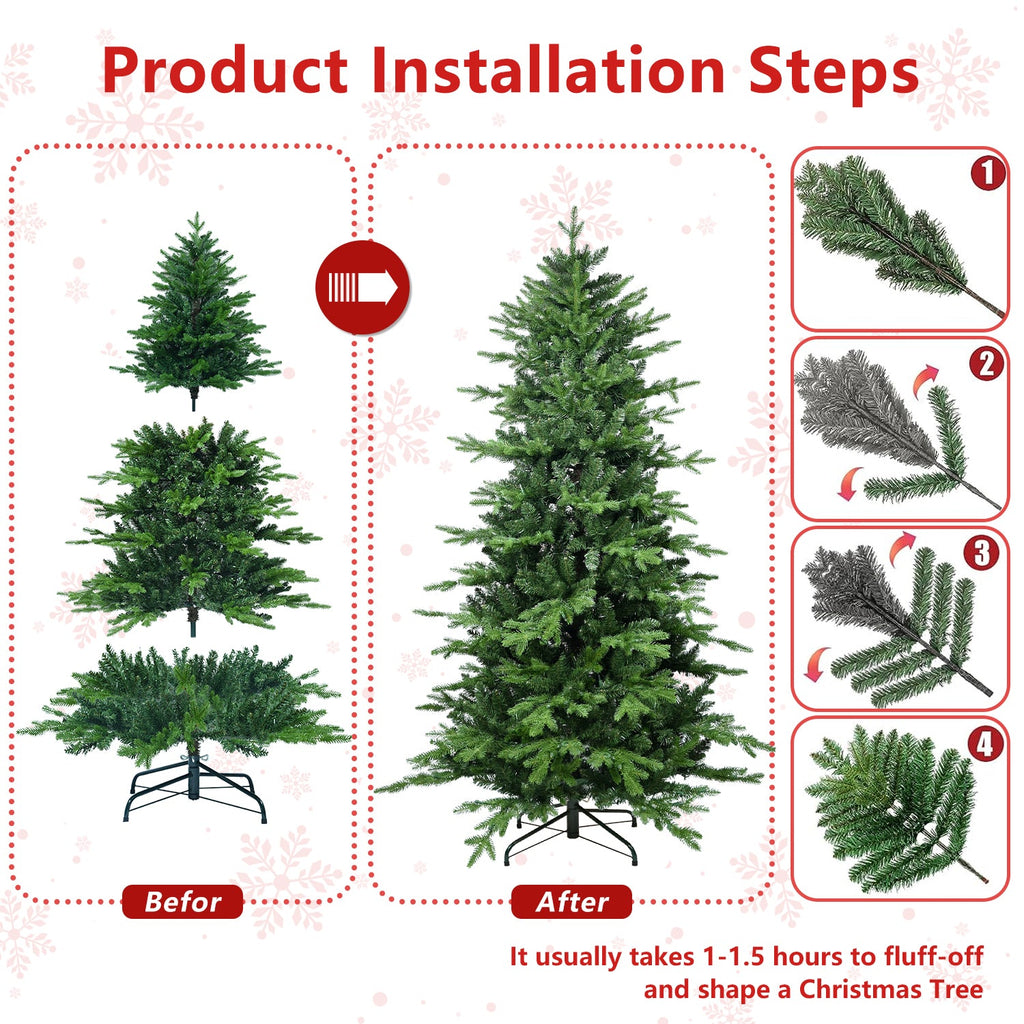 5FT Christmas Tree with Full PVC Branches – Green or Red