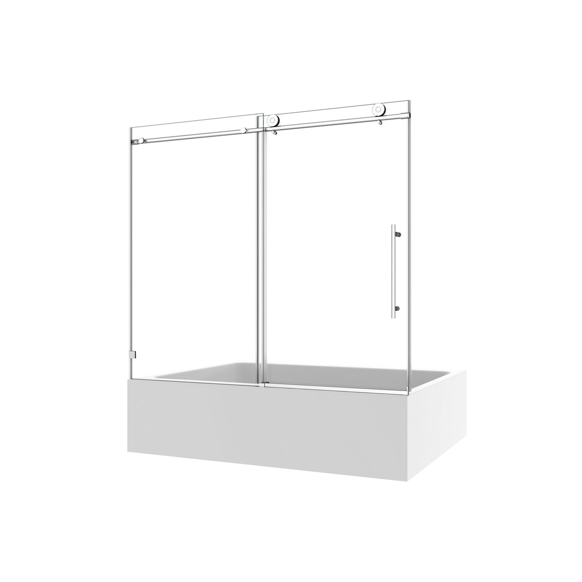 Brushed Nickel Frameless Shower Door with Soft-Close - Brushed Nickel