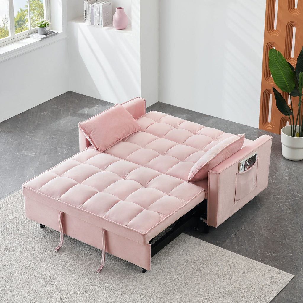 Convertible Velvet Sofa Bed with Storage Pockets - Multiple Colors