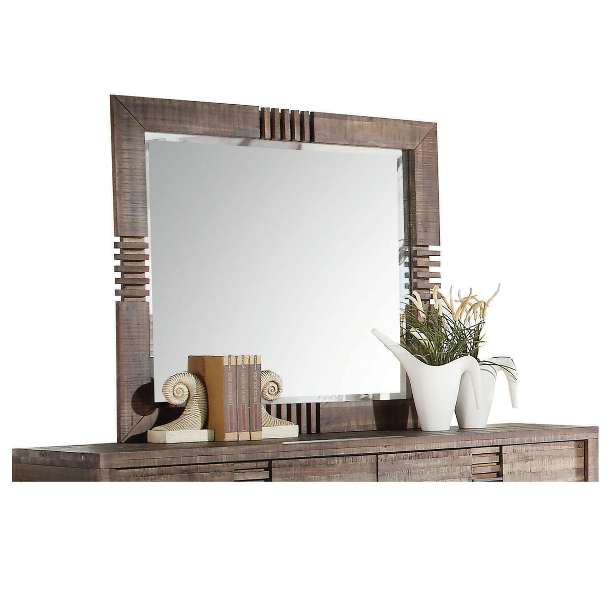 Reclaimed Oak Mirror with Beveled Glass - Oak