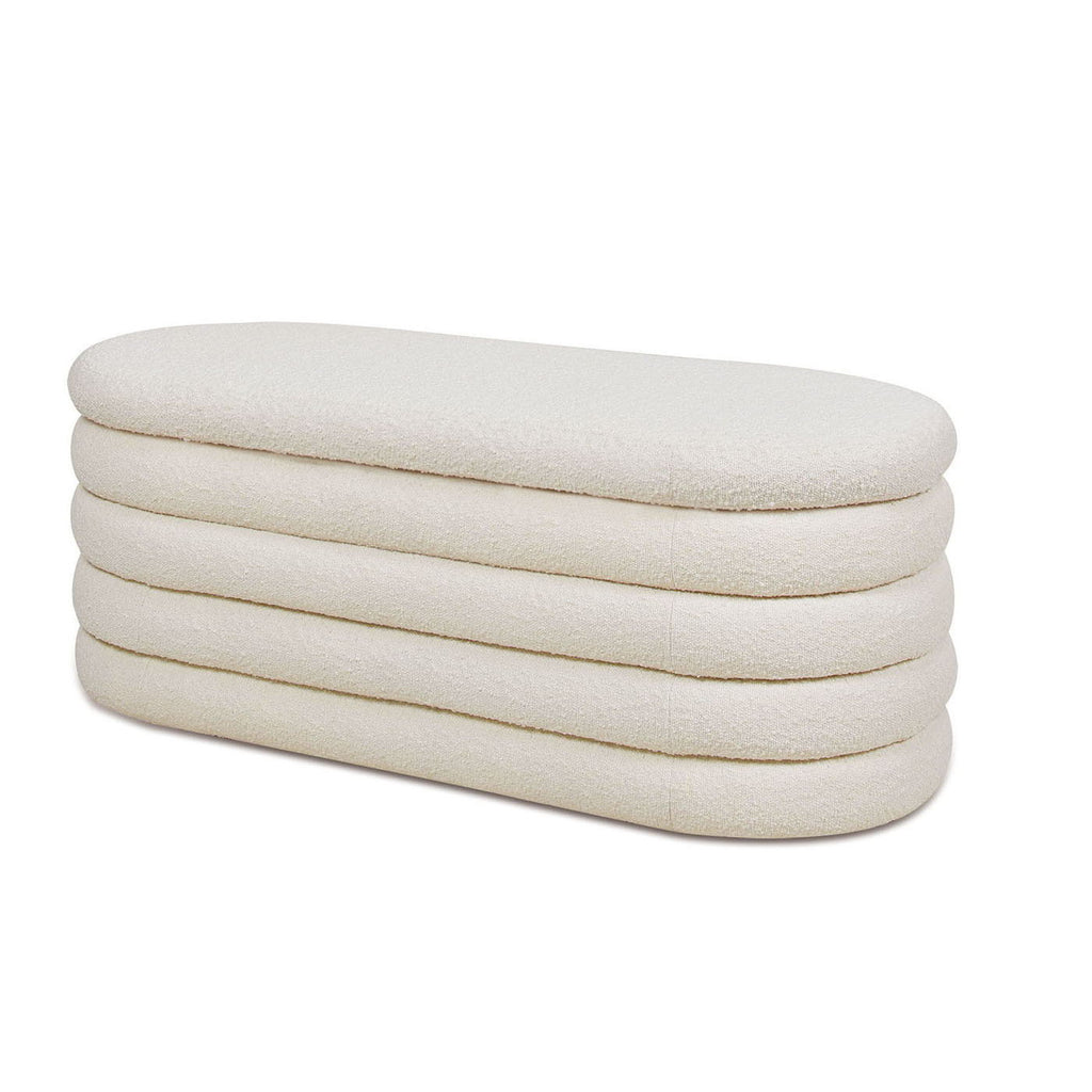 Upholstered Oval Storage Bench with Hidden Storage - Black, White or Dark Green