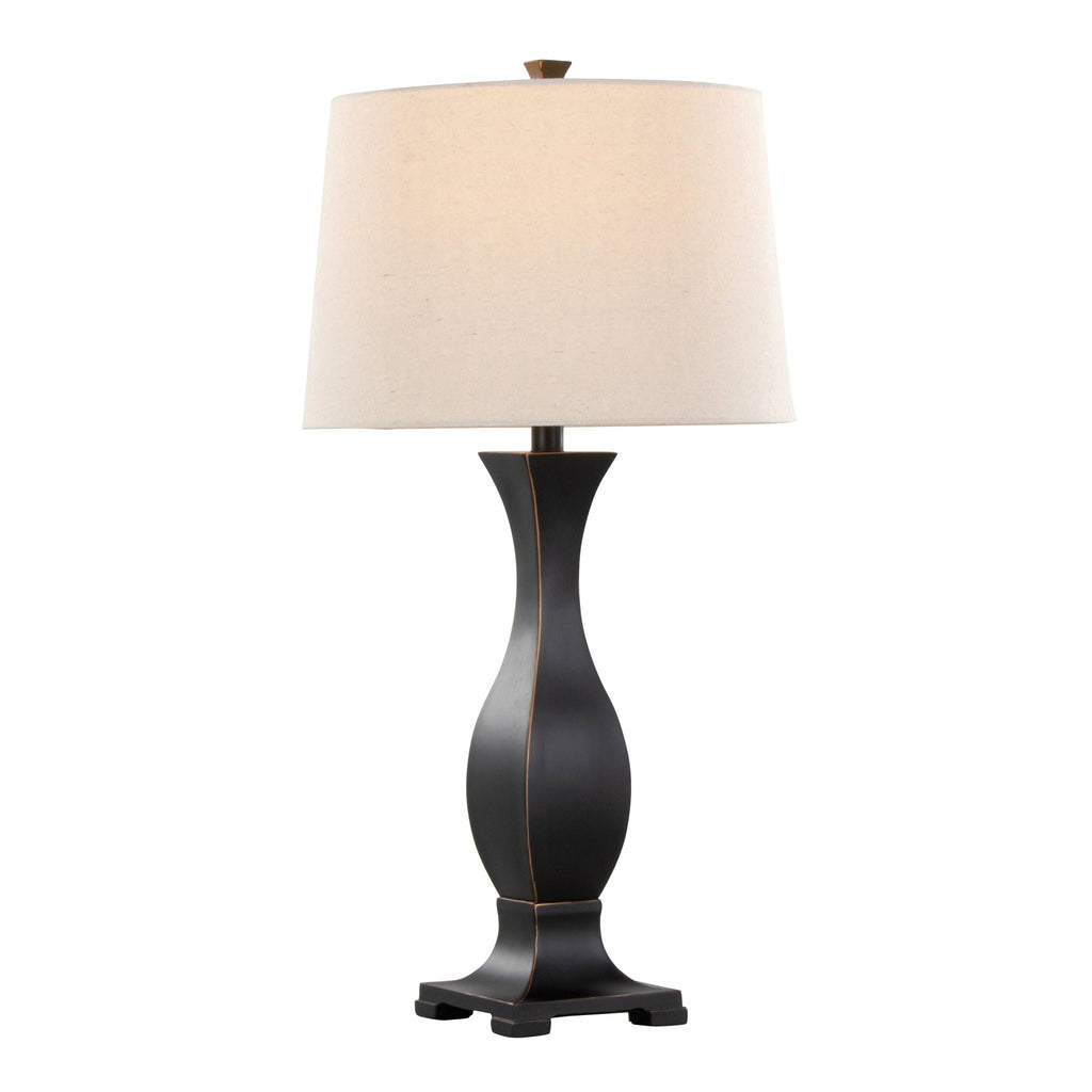 Contemporary Table Lamp Set with Linen Shade - Oil Rubbed Bronze / Oat