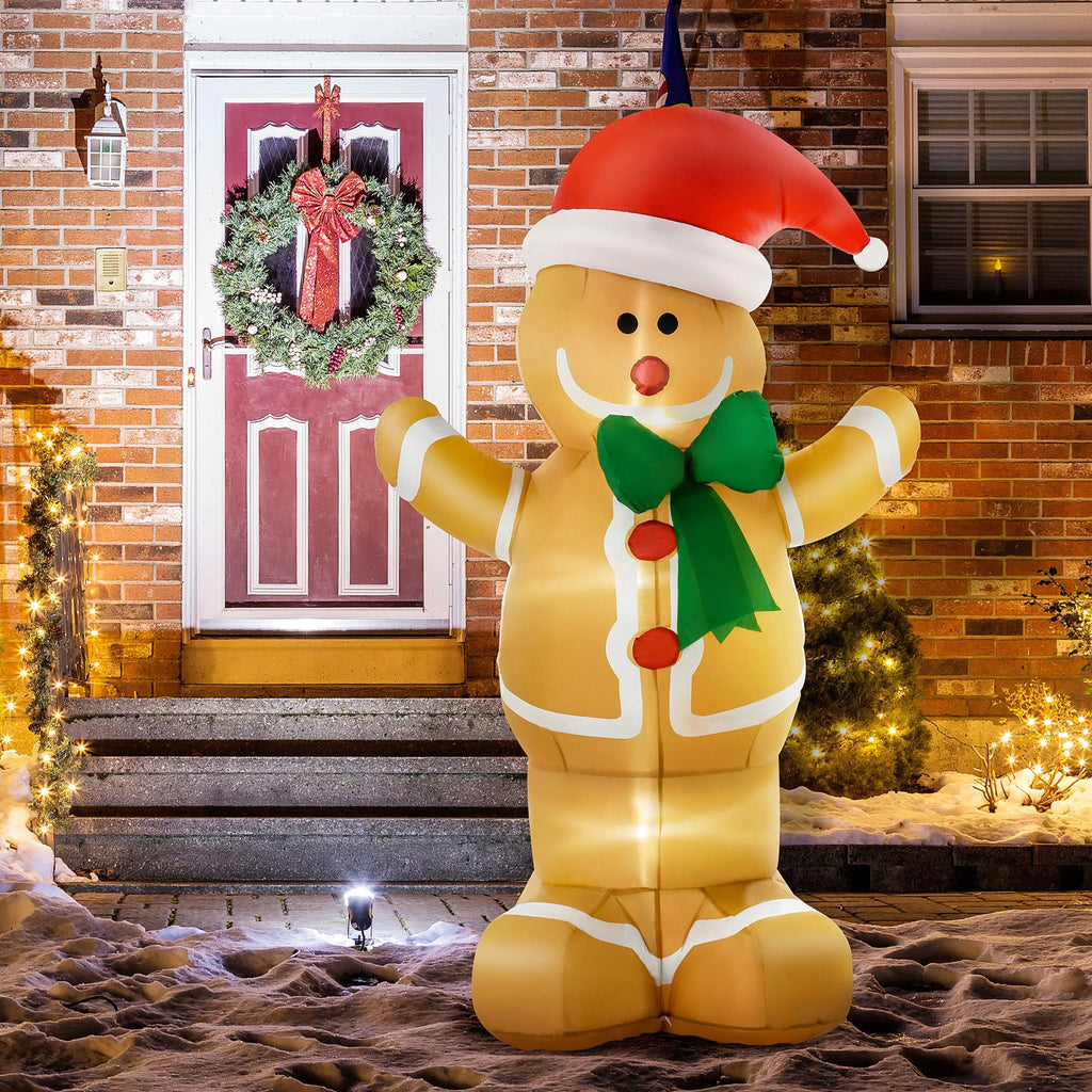 6ft Inflatable Gingerbread Man with LED Lights - Christmas Yard Decoration