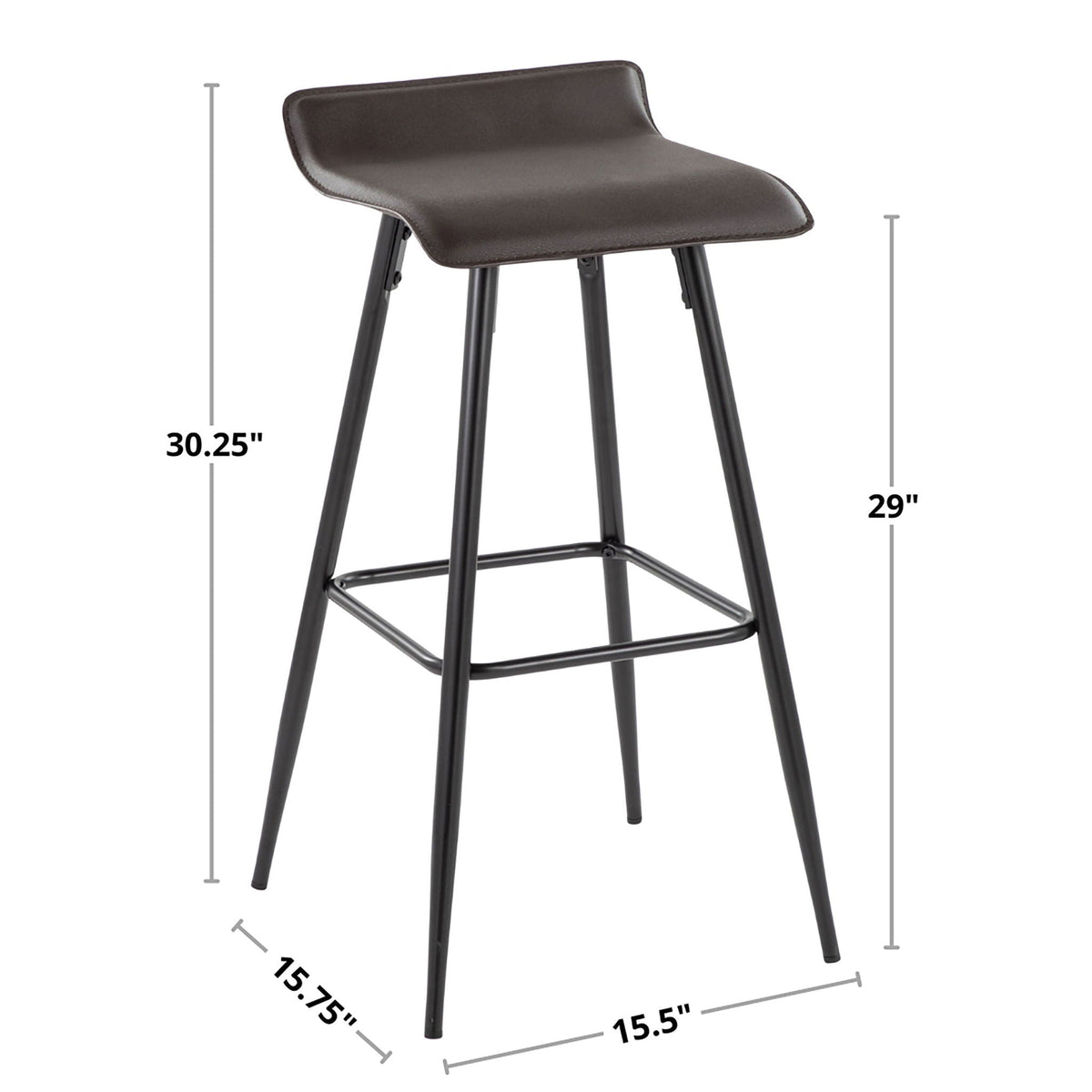 Contemporary Fixed Height Bar Stool Set with Metal Base - Pearl Silver or White