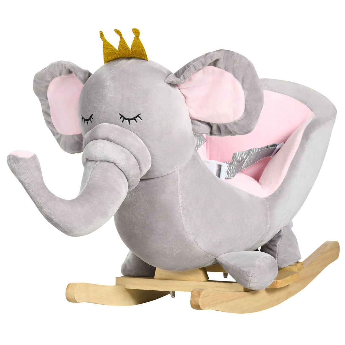 Gray Elephant Rocking Chair with Sound and Safety Belt