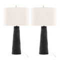 Contemporary Table Lamp Set with Brass Accents - Matte Black / Natural