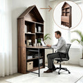 Folding Craft Desk with Storage Shelves - MDF, Space-Saving Convertible Design