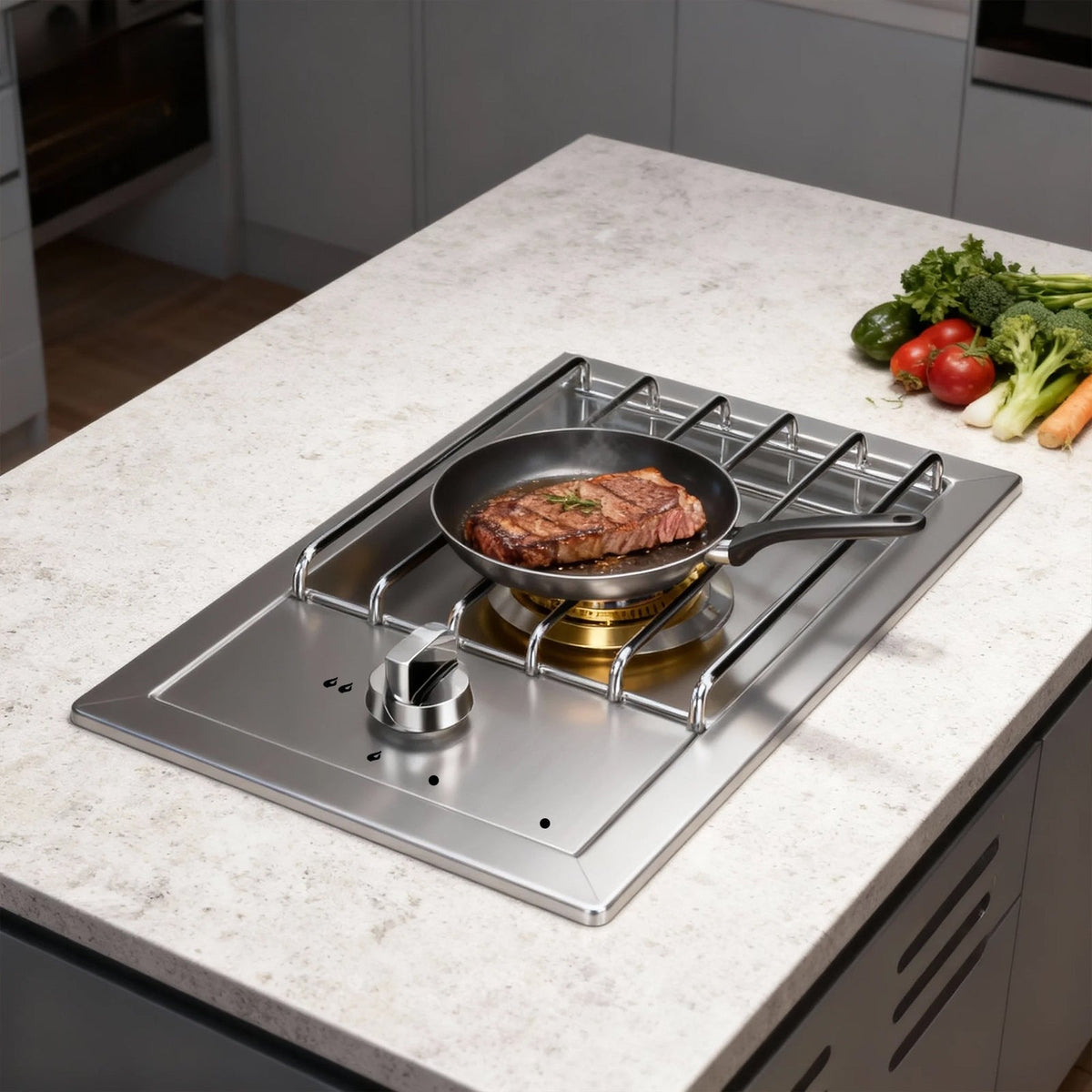 Single Grilling Side Burner with 15,000 BTU - Stainless Steel