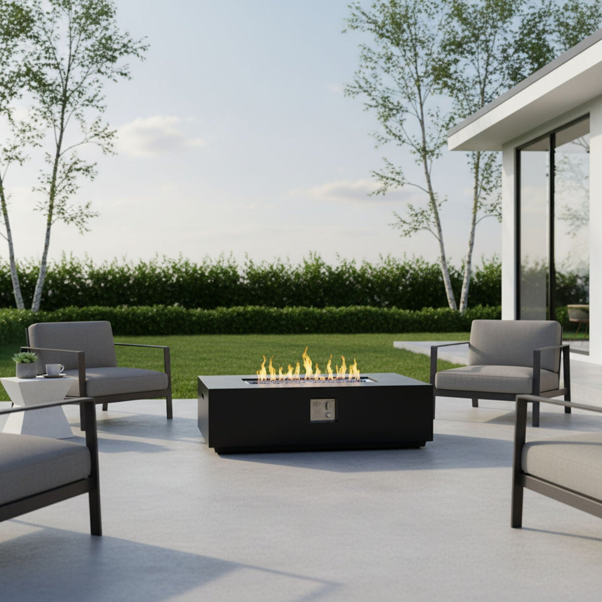 Charcoal Fire Pit Table with 50,000 BTU Output - Fiber Concrete
